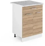 Vicco K&uuml;chenunterschrank, Sonoma Eiche, Wei&szlig;, Holzwerkstoff, 1 F&auml;cher, 1