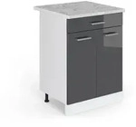 Vicco K&uuml;chenunterschrank, Schwarz Hochglanz, Wei&szlig;, Holzwerkstoff, 1 F&auml;cher, 1