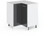 Vicco Eckunterschrank, Schwarz Hochglanz, Wei&szlig;, Holzwerkstoff, 1 F&auml;cher,