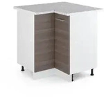 Vicco Eckunterschrank, Grau, Wei&szlig;, Holzwerkstoff, 1 F&auml;cher, Formgebogen,