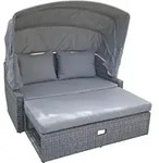 Gardenson Loungesofa, Grau, Dunkelgrau, Metall, Kunststoff, Textil, 2-Sitzer,