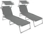 tectake Gartenliege, Grau, Kunststoff, 68x28x190 cm, Gartenm&ouml;bel, Gartenliegen