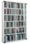 Mid.you Cd-Regal, Wei&szlig;, Glas, Holzwerkstoff, 10 F&auml;cher, 60x92x18 cm, Wohnzimmer,
