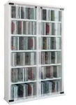 Mid.you Cd-Regal, Wei&szlig;, Glas, Holzwerkstoff, 10 F&auml;cher, 60x92x18 cm, Wohnzimmer,