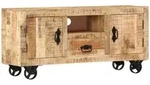 vidaXL Tv-Schrank, Braun, Holz, Mangoholz, 1 F&auml;cher, 1 Schubladen, Rechteckig,