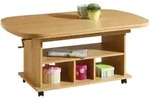 Mid.you Couchtisch, Buche, Holzwerkstoff, Holzoptik, oval, Rollen, Wange,