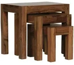 Mid.you Satztisch, Sheesham, Holz, 3-teilig, Sheesham, massiv, rechteckig, eckig,