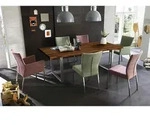 SAM Esstisch, Braun, Metall, Echtholz,Akazie, Quadratisch,Rechteckig, U-Form,
