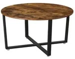 Boxxx Couchtisch, Braun, Schwarz, Metall, Holzwerkstoff, Vintage, rund, Flachrohr,