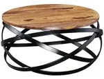 Mid.you Couchtisch, Sheesham, Holz, Sheesham, massiv, rund, Sockel, 60x30x60 cm,