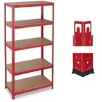Relaxdays Schwerlastregal, Rot, Metall, Holzwerkstoff, Kunststoff, 90x180x45 cm,