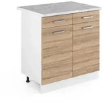 Vicco K&uuml;chenunterschrank, Sonoma Eiche, Wei&szlig;, Holzwerkstoff, 1 F&auml;cher, 2
