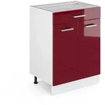 Vicco K&uuml;chenunterschrank, Rot, Wei&szlig;, Holzwerkstoff, 1 F&auml;cher, 1 Schubladen,