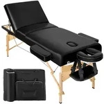 tectake Massageliege, Schwarz, Holz, 102x90x218 cm, Freizeit, Wellness,