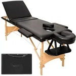 tectake Massageliege, Schwarz, Holz, 60x62x185 cm, Freizeit, Wellness, K&ouml;rperpflege,