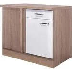 FlexWell Eckunterschrank, Sonoma Eiche, Wei&szlig; Hochglanz, Holzwerkstoff, 1 F&auml;cher, 1