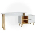 Vicco Schreibtisch, Wei&szlig;, Holzwerkstoff, 5 F&auml;cher, 2 Schubladen,