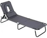 Outsunny Gartenliege, Grau, Textil, 56x28x190 cm, Gartenm&ouml;bel, Gartenliegen