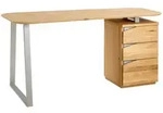 Livetastic Schreibtisch, Eiche, Holz, Asteiche, Wildeiche, furniert, massiv, 3