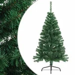 vidaXL Halb-Weihnachtsbaum, Gr&uuml;n, Kunststoff, 150 cm, Dekoration,