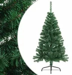 vidaXL Halb-Weihnachtsbaum, Gr&uuml;n, Kunststoff, 120 cm, Dekoration,