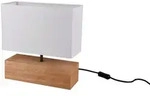 Tischleuchte Woody, Natur, Wei&szlig;, Holz, Textil, Pinie, 12x30.5x30 cm, Schnurschalter,
