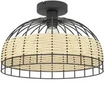 Eglo Deckenleuchte Anwick, Natur, Schwarz, Holz, Metall, Rattan, massiv, rund,rund,