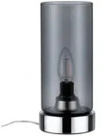 Paulmann Tischleuchte, Grau, Chrom, Transparent, Metall, Glas, 11x24.4x11 cm, Lampen