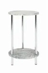 Beistelltisch, Grau, Chrom, Metall, Holzwerkstoff, Betonoptik, rund, Rundrohr,
