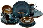 Creatable Kombiservice Mallorca, Braun, Petrol, Keramik, 16-teilig, 300 ml,400 ml,