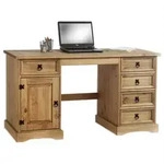 Idimex Schreibtisch, Braun, Holz, Kiefer, Vintage, 140x77x60 cm, FSC Mix,