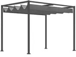 Outsunny Pergola, Grau, Metall, Kunststoff, 213x221x298 cm, Sonnen- & Sichtschutz,