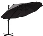 Outsunny Doppelsonnenschirm,, Dunkelgrau, Metall, 445x270 cm, Sonnen- & Sichtschutz,