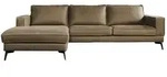 Kawola Ecksofa, Beige, Metall, Echtholz, 3-Sitzer, F&uuml;llung: Kaltschaum, Ottomane