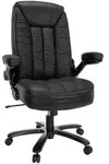 Mid.you Chefsessel, Schwarz, Metall, Leder, Echtleder,Kombination