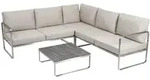Gardenson Loungegarnitur, Anthrazit, Beige, Metall, Kunststoff, Textil, L-Form,