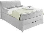 Carryhome Boxspringbett, Silber, Textil, H2 + H3, 7-Zonen, H&ouml;he ca. 20 cm,...