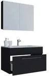 Mid.you Badezimmer, Schwarz, Wei&szlig;, Holzwerkstoff, 3-teilig, 1 Schublade(n),2