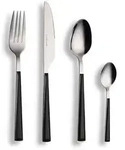 Echtwerk Besteckset, Schwarz, Silber, Metall, 16-teilig, ergonomischer Griff,