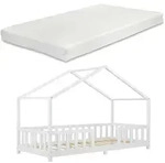 [en.casa] Hausbett, Wei&szlig;, Textil, Kiefer, 90x200 cm, Kinder- & Jugendzimmer,