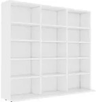 vidaXL Cd-Regal, Wei&szlig;, Holz, 12 F&auml;cher, 102x89.5x23 cm, Wohnzimmer, Regale, CD &