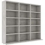 vidaXL Cd-Regal, Grau, Holz, 12 F&auml;cher, 102x89.5x23 cm, Wohnzimmer, Regale, CD...