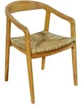Mid.you Armlehnstuhl, Natur, Holz, Rattan, Teakholz, massiv, eckig, 55x75x58 cm,