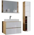 Mid.you Badezimmer VCM Lendas, Wei&szlig;, Honigeiche, Holzwerkstoff, 4-teilig, 2...