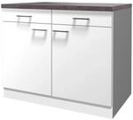 FlexWell K&uuml;chenunterschrank, Wei&szlig;, Holzwerkstoff, 1 F&auml;cher, 2 Schublade(n)
