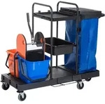 Homcom Reinigungswagen, Schwarz, Kunststoff, 18 L, 63.3x103x111 cm, Gartenzubeh&ouml;r,