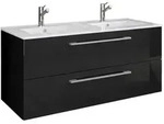 Mid.you Waschtischkombi, Schwarz, Kunststoff, 2 Schublade(n) Schubladen, 111 cm,