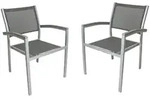 Gardenson Gartenstuhl-Set, Grau, Silber, Metall, Kunststoff, Textil, eckig, 60x86x55