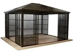 Pavillon, Metall, 427x296x362 cm, wetterbest&auml;ndig, rostfrei, Sonnen- & Sichtschutz,