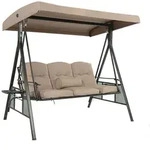 Home Deluxe Hollywoodschaukel, Beige, Metall, Textil, 115x195x198 cm, Gartenm&ouml;bel,